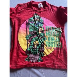 Vintage 1990 Teenage Mutant Ninja Turtles Children's Shirt Made In USA SM Red
